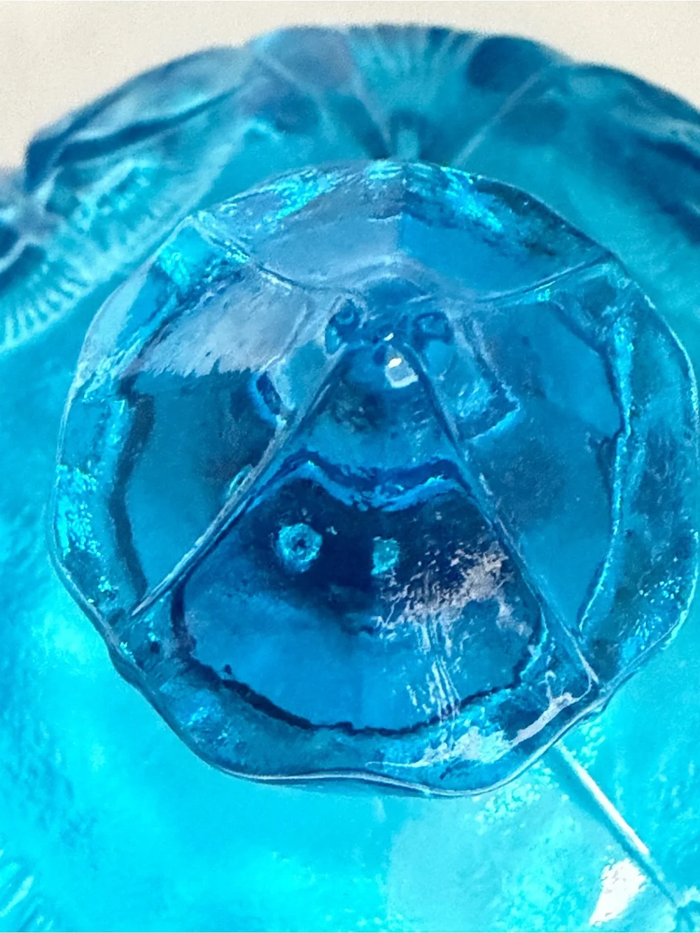 Bright Blue Pressed Glass Covered Cheese Dish
